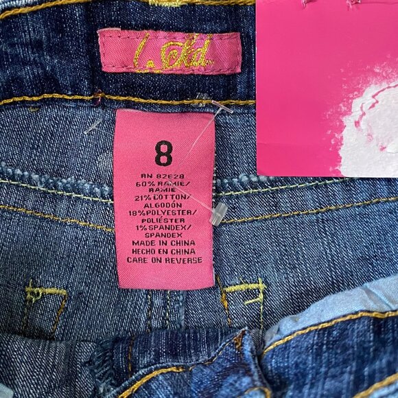 Wicked Girls Flared Denim bling Jeans With "Rocked" Design Size 8 NWT - Picture 3 of 7